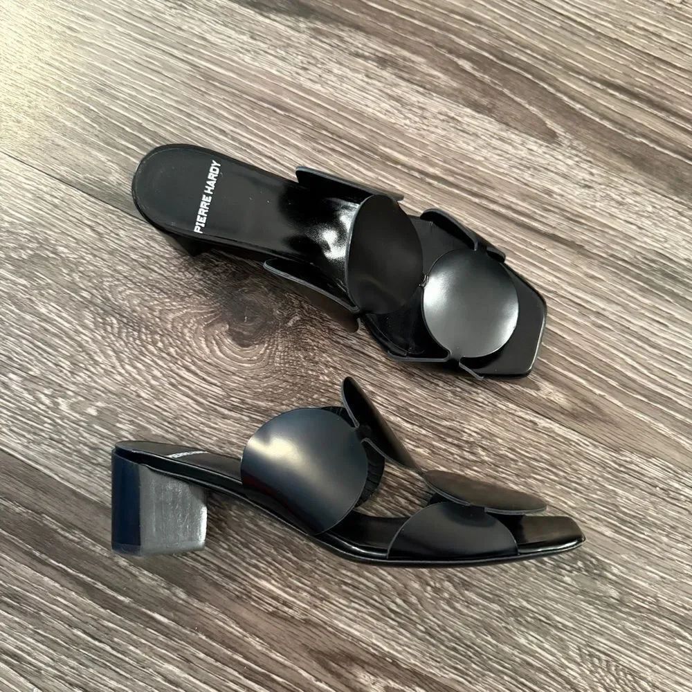 Pierre Hardy Bulles Circular Applique Leather Mules